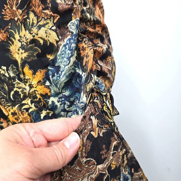 VTG Women's Black Brown Whimsigoth Floral Tiered Maxi Pull on Skirt Y2K 90s - Picture 5 of 10